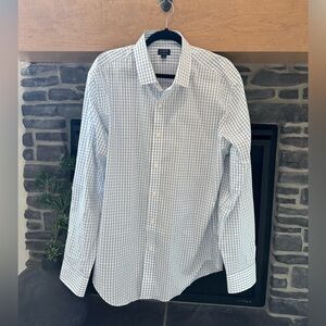 J. Crew White and Blue Plaid Button Down Shirt